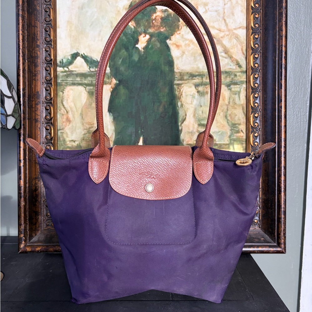Longchamp Le Pliage Small Tote In Purple and Brown Project -AS IS